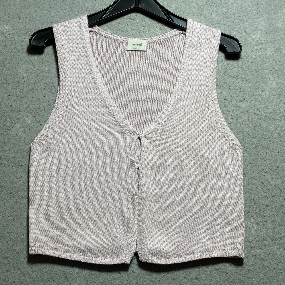 ARITZIA Wilfred Basque Sweater Vest Pink Knit V-Neck Wool Blend Women’s Small